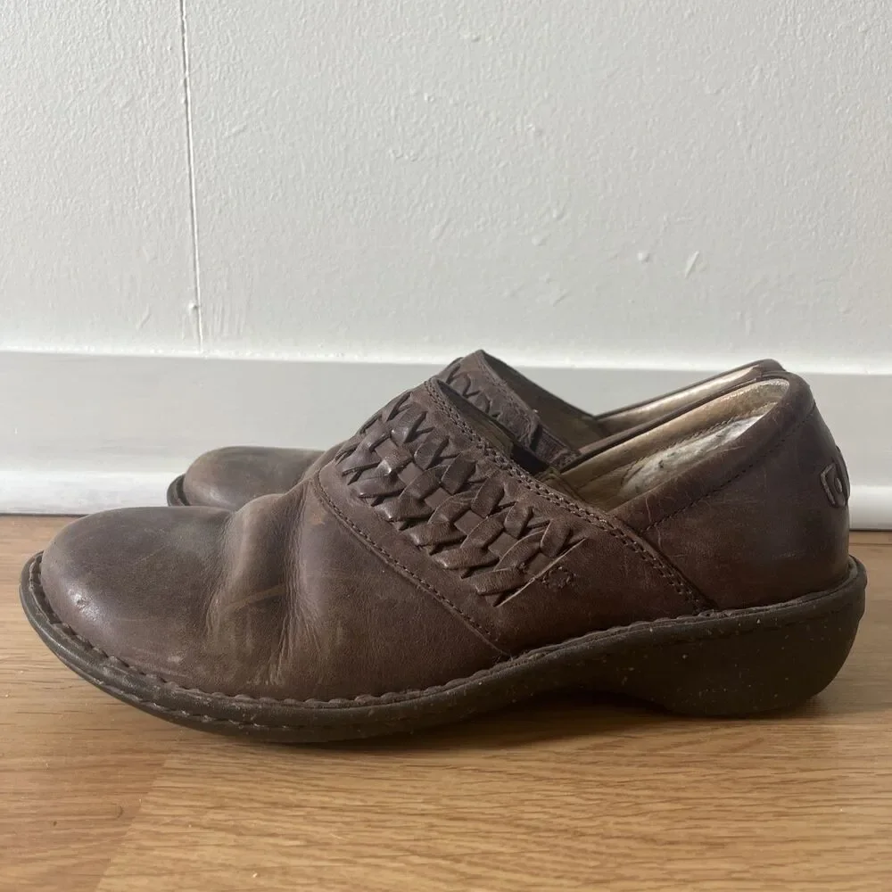 UGG Anila Women's 8 Braided Slip On Shoes/Clogs Brown Leather Lined 1005427